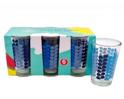 VASO VIDRIO 6PC 212ML D/FLOR AZUL                 