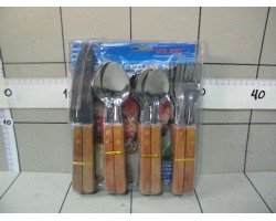 CUBIERTOS M/MADERA 24 PCS                         