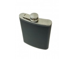 LICORERA PETACA CUERO ACERO INOX 8 OZ             