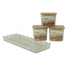 SET ENVASE 580ML 3PCS C/BANDEJA ACRILICA          