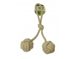 JUGUETE PERRO PELOTA DOBLE CUERDA TRENZADA 36CM   