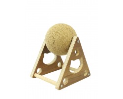 RASCADOR PELOTA PARA GATOS DE SISAL SOPORTE MADERA